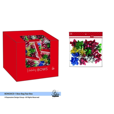 PAPER IMAGES HOLIDAY BOWS ASST 20PK BOW20CD-1